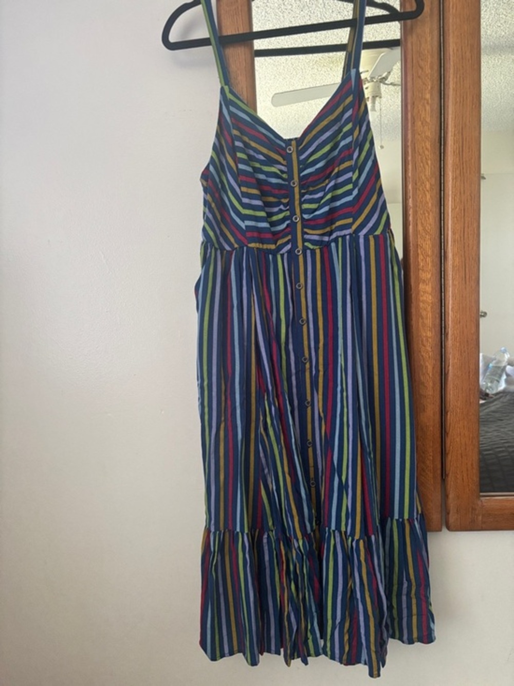 Torrid Size 0 Striped Midi Dress Adjustable Straps Smocked Back Bright Colors